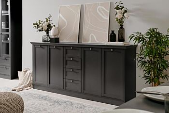 Sala completa in stile scandinavo in finitura grigio antracite 
