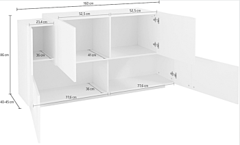 Offerta credenza Bianca lucido e Pero, 4 ante 