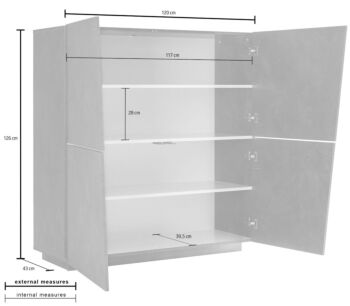 Madia credenza alta 4 ante bianco lucido