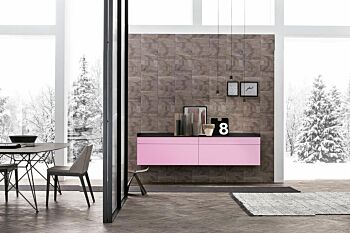 Madia sospesa 2 cestoni e 2 cassetti, finitura Pink e Antracite