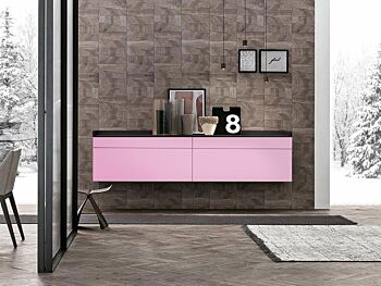 Madia sospesa 2 cestoni e 2 cassetti, finitura Pink e Antracite