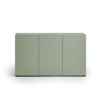 Madia ufficio 3 ante, finitura Verde salvia, 135x79x38 cm
