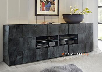 Credenza Moderna, Madia di Design, 2 ante e 4 cassetti, finitura Ossido