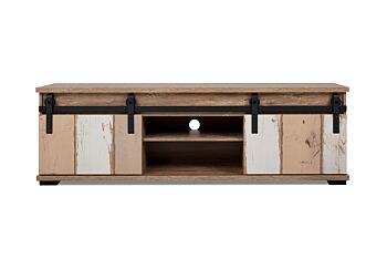 Porta Tv Tromso con 2 ante e un vano  in finitura Bianco anticato e Rovere anticato