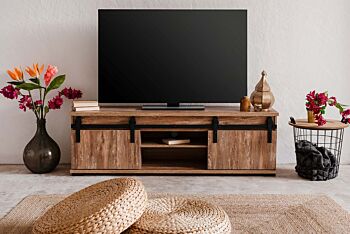 Porta Tv Tromso con 2 ante e un vano  in finitura Rovere anticato