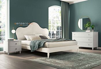 Letto matrimoniale Vittoria con testata retrofinita in finitura Bucaneve