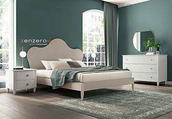 Letto matrimoniale Vittoria con testata retrofinita in finitura Canapa