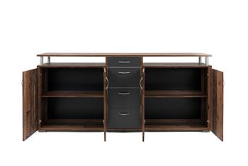 Madia Industry in finitura castagno con 4 ante e 4 cassetti