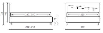 Letto matrimoniale Menkar con contenitore in finitura tortora e beige