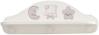 Culla moderna Grizzly con ruote, finitura bianco con decori grigi Zenzero Shop