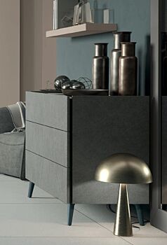Comò moderno con 3 cassetti in finitura Metal grey