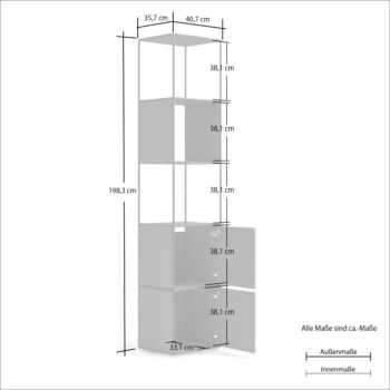 Libreria moderna colore Grigio laccato, L.40 cm  stile di design