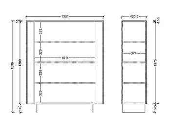 Madia alta a 2 ante, L.130 H.154 P.43, in finitura Cashmere e piedini Lava