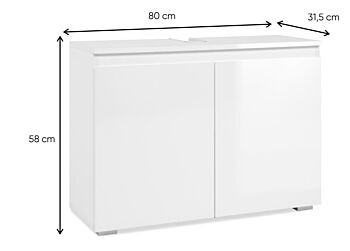 Moderno Mobile da bagno finitura Bianco lucido con specchio