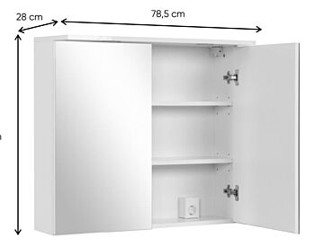 Specchio contenitore Bianco lucido con led inclusi