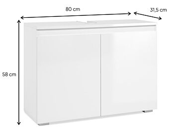 Mobile da bagno a 2 ante L.80 Bianco lucido