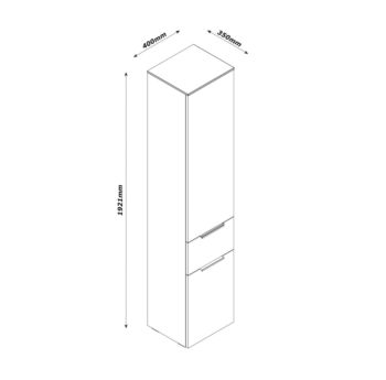 Colonna multiuso 2 ante + 1 cassetto, Bianco Laccato e top Grigio Cemento