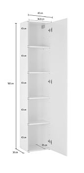 Colonna sospesa con anta battente, finitura Antracite, Made in Italy 