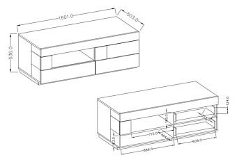 Porta TV  moderno L.160 con 1 anta ribalta e 2 cassetti