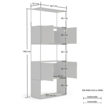 nuova Libreria moderna da ufficio colore Grigio laccato, L.80 cm 