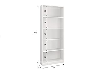 Libreria alta moderna, 4 ripiani, finitura bianco artik