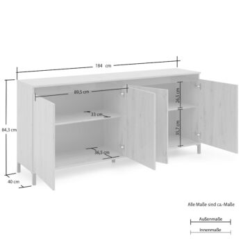 Credenza moderna a 4 ante