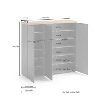 Scarpiera  Antracite lucido con piano Rovere miele