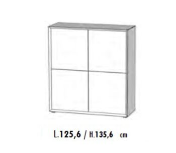 Madia di Design Alta, Credenza Moderna 4 ante, Teak e Calce