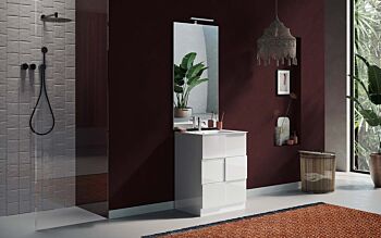 Mobiletto da bagno bianco lucido 63 cm