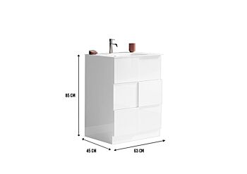 Mobiletto da bagno bianco lucido 63 cm