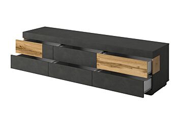 Pratico Porta TV L.206 grigio cemento e bianco lucido 