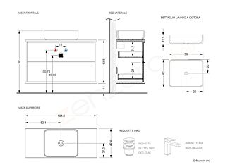 bagno nero 110 cm a terra