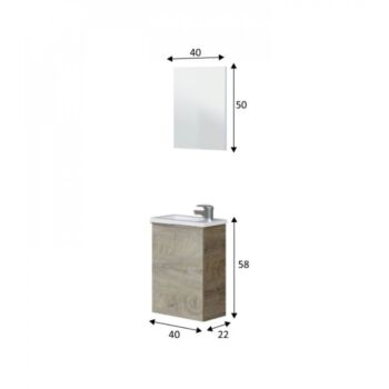 Composizione da bagno composta da lavabo di 40 cm con chiusura ammortizzata