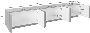 Mobile porta tv 6 ante con disegni geometrici in finitura Bianco lucido