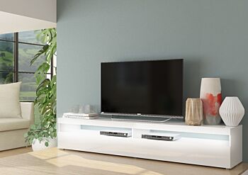 Mobile porta TV di design Bianco Lucido con anta a ribalta e 2 vani a giorno