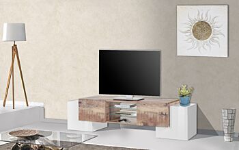 Porta tv moderno Pero e Bianco lucido, 4 ante