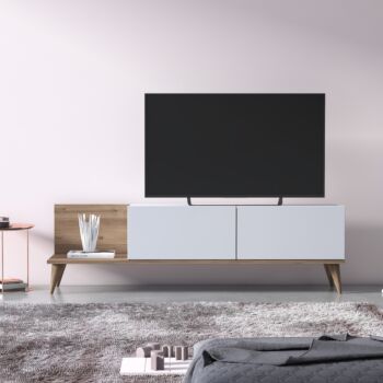 Mobile Tv Ankara a 2 ribalte, Bianco e rovere