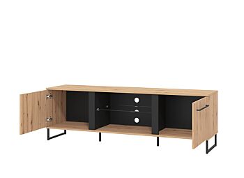 Mobili tv in stile industry a 2 ante, finitura  Rovere e Nero
