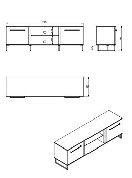 Mobili tv in stile industry a 2 ante, finitura  Rovere e Nero