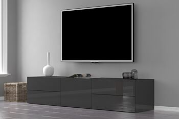 Mobile porta tv un'anta e 4 cassetti in finitura Antracite laccato lucido