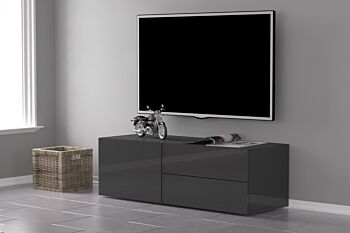 Mobile porta tv Antracite laccato lucido, un'anta e due cassetti