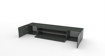 Base Porta TV moderna a 2 ante e 1 ribalta, finitura antracite lucido