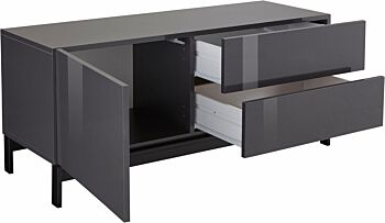 Porta TV di design, 2 cassetti 1 anta in finitura antracite lucido