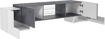 Porta tv moderno Grigio Ardesia e Bianco lucido, 4 ante