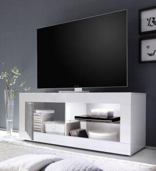 Mobiletti televisori: base Porta TV Bianca Lucida con 1 anta
