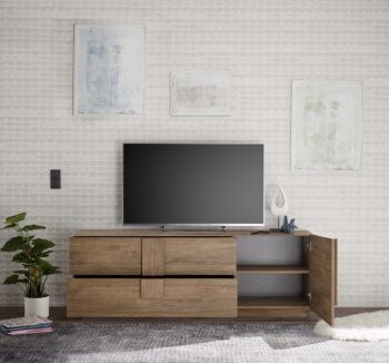 Composizione soggiorno moderno con madia alta e porta tv