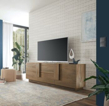 Composizione soggiorno moderno con madia alta e porta tv