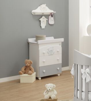 Bagnetto Mr.Bear per neonati Bianco e Grigio con decori orsetto