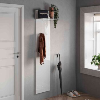 Nuova composizione d'ingresso con scarpiera, madia e appendiabiti colore Bianco lucido e Cadiz