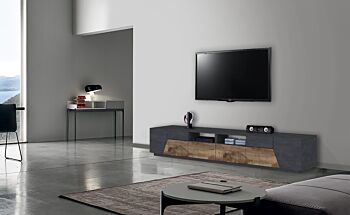 Porta TV geometrico e moderno Ardesia e Pero